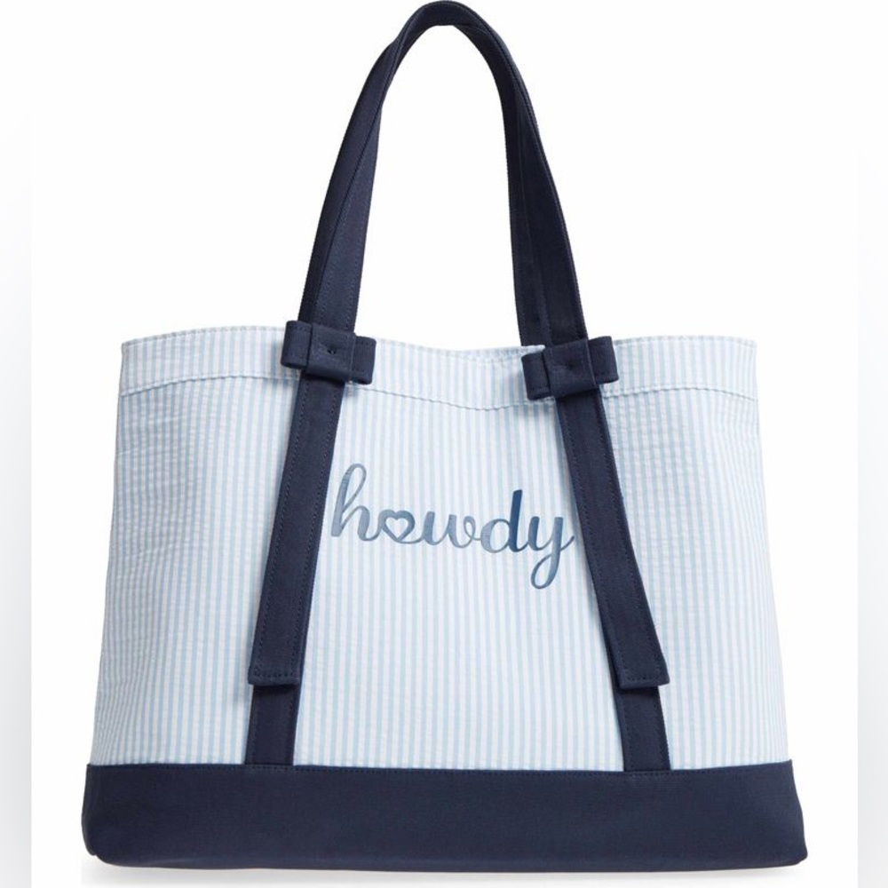 Draper James Navy and White Striped Tote